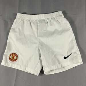 Manchester United Shorts Kids Large White EPL Soccer Football Nike Vintage Style